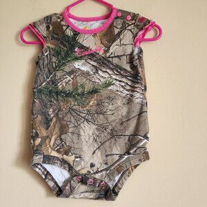 Carharrt Pink Camo One Piece Bodysuit Short Sleeve Size 9 Months